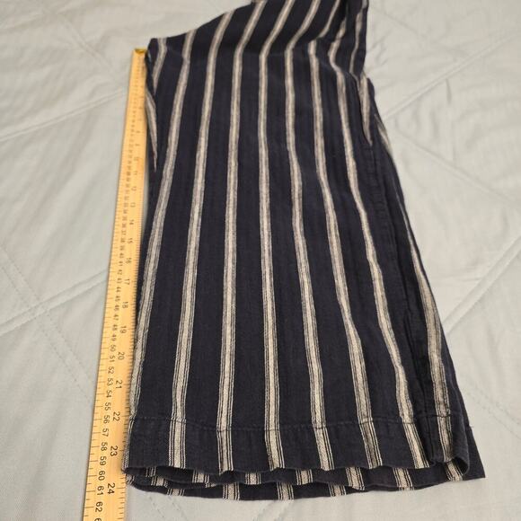 Abercrombie & Fitch Linen Blend Jumpsuit L Navy White Stripe Coastal Wide-leg - Picture 9 of 12